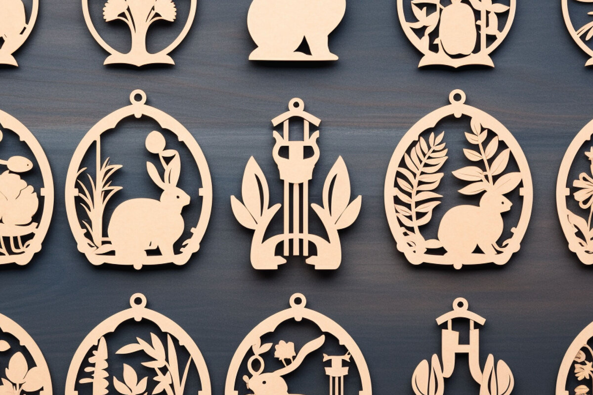 Intra απο ξύλο plywood 3mm-4mm πάχος - Πασχαλινό Laser Cut  Bundle Δίασταση 4x4 cm INTRAFABR-89345527