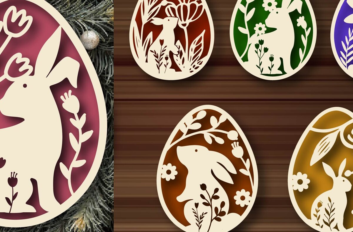 Intra απο ξύλο plywood 3mm-4mm πάχος - Πασχαλινό Laser Cut  Bundle, Bunny  Δίασταση 20x25 cm INTRAFABR-113476413