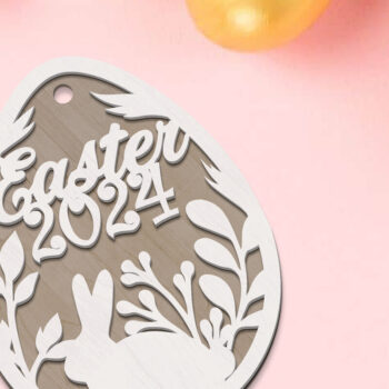 Intra απο ξύλο plywood 3mm-4mm πάχος - Πασχαλινό πρότυπο κοπής λέιζερ με το κουνέλι Δίασταση 3x4 cm INTRAFABR-89558418 - Image 2