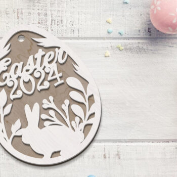 Intra απο ξύλο plywood 3mm-4mm πάχος - Πασχαλινό πρότυπο κοπής λέιζερ με το κουνέλι Δίασταση 3x4 cm INTRAFABR-89558418 - Image 3