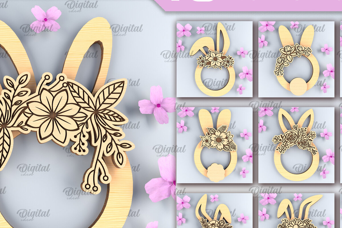 Intra απο ξύλο plywood 3mm-4mm πάχος - Πακέτο  Πασχαλινό στεφάνι κοπής με λέιζερ Δίασταση 15x15 cm INTRAFABR-91961540