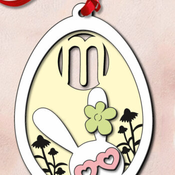 Intra απο ξύλο plywood 3mm-4mm πάχος - Πασχαλινό Laser Letter M Bunny Egg Basket Δίασταση 6x6 cm INTRAFABR-118766216 - Image 3