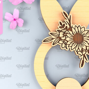 Intra απο ξύλο plywood 3mm-4mm πάχος - Πασχαλινό στεφάνι LaserCut. Πασχαλινό λαγουδάκι  Δίασταση 15x15 cm INTRAFABR-91957048 - Image 1