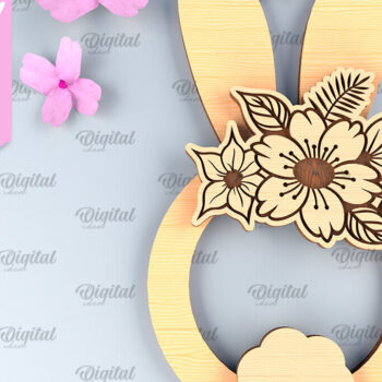 Intra απο ξύλο plywood 3mm-4mm πάχος - Πασχαλινό στεφάνι LaserCut. Πασχαλινό λαγουδάκι  Δίασταση 15x15 cm INTRAFABR-91956820 - Image 1