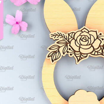 Intra απο ξύλο plywood 3mm-4mm πάχος - Πασχαλινό στεφάνι LaserCut. Πασχαλινό λαγουδάκι  Δίασταση 15x15 cm INTRAFABR-91956848 - Image 1