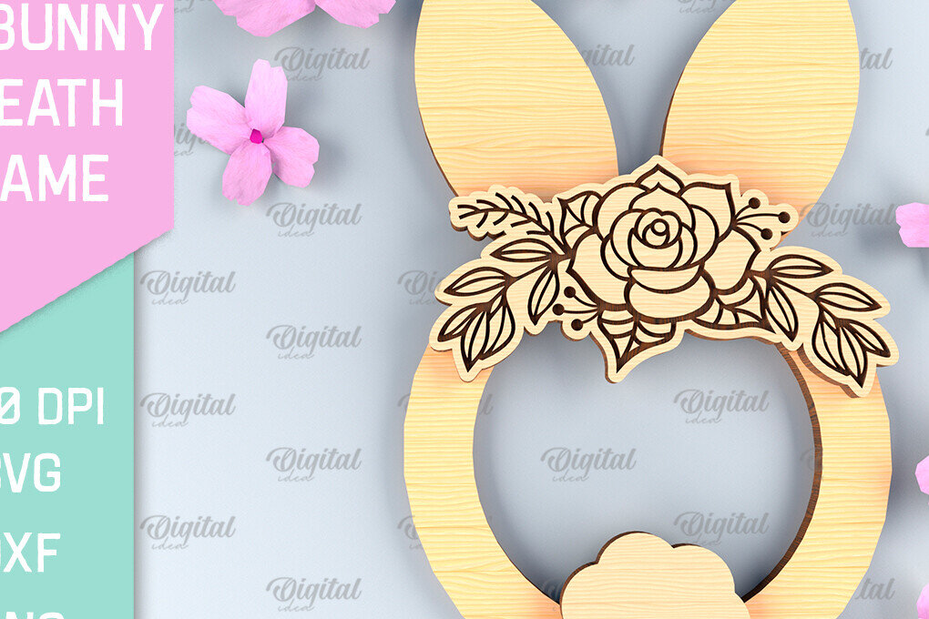 Intra απο ξύλο plywood 3mm-4mm πάχος - Πασχαλινό στεφάνι LaserCut. Πασχαλινό λαγουδάκι  Δίασταση 15x15 cm INTRAFABR-91956848