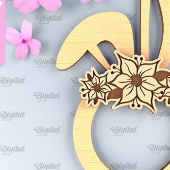 Intra απο ξύλο plywood 3mm-4mm πάχος - Πασχαλινό στεφάνι LaserCut. Πασχαλινό λαγουδάκι  Δίασταση 15x15 cm INTRAFABR-91956861 - Image 1