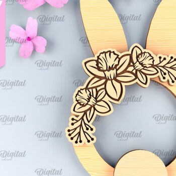 Intra απο ξύλο plywood 3mm-4mm πάχος - Πασχαλινό στεφάνι LaserCut. Πασχαλινό λαγουδάκι  Δίασταση 15x15 cm INTRAFABR-91956890 - Image 1