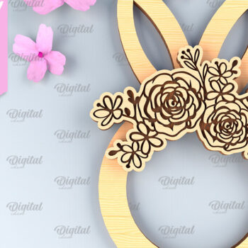 Intra απο ξύλο plywood 3mm-4mm πάχος - Πασχαλινό στεφάνι LaserCut. Πασχαλινό λαγουδάκι  Δίασταση 15x15 cm INTRAFABR-91956940 - Image 1