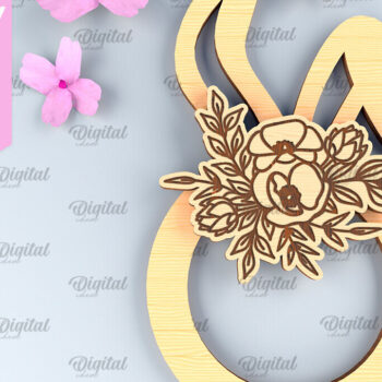 Intra απο ξύλο plywood 3mm-4mm πάχος - Πασχαλινό στεφάνι LaserCut. Πασχαλινό λαγουδάκι  Δίασταση 15x15 cm INTRAFABR-91956958 - Image 1