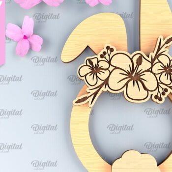 Intra απο ξύλο plywood 3mm-4mm πάχος - Πασχαλινό στεφάνι LaserCut. Πασχαλινό λαγουδάκι  Δίασταση 15x15 cm INTRAFABR-91956694 - Image 1