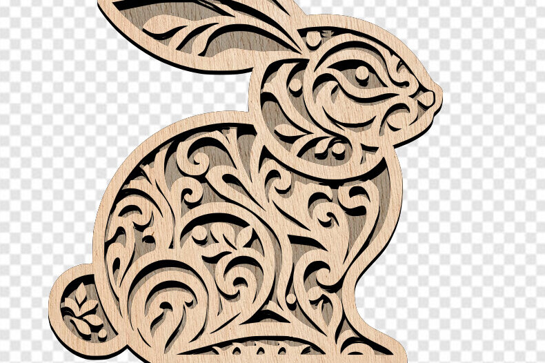 Intra απο ξύλο plywood 3mm-4mm πάχος - Σχέδιο Πασχαλινό λαγουδάκι  Δίασταση 30x20 cm INTRAFABR-114535011