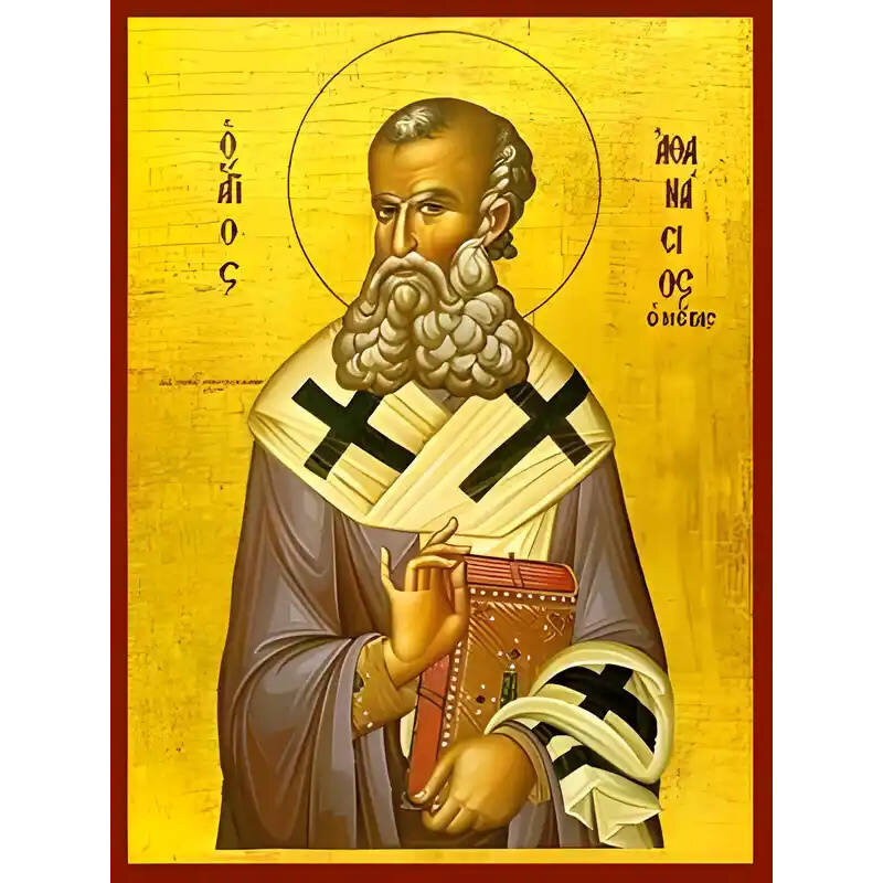Εικόνα Ορθοδοξίας με περίγραμμα χρυσό σε ξύλο Φλαμουρίας  με  βάση Εικόνα ΑΓΙΟΣ ΑΘΑΝΑΣΙΟΣ Ο ΜΕΓΑΣ, ΠΑΤΡΙΑΡΧΗΣ ΑΛΕΞΑΝΔΡΕΙΑΣ Χειροποίητη Ελληνορθόδοξη εικόνα του Ιησού Χριστού, Κρεμαστή πλάκα βυζαντινής τέχνης, χριστιανική τέχνη Διάσταση 40x30 cm (10,2x7,9 ίντσες)  INTRAEK-1447757865127