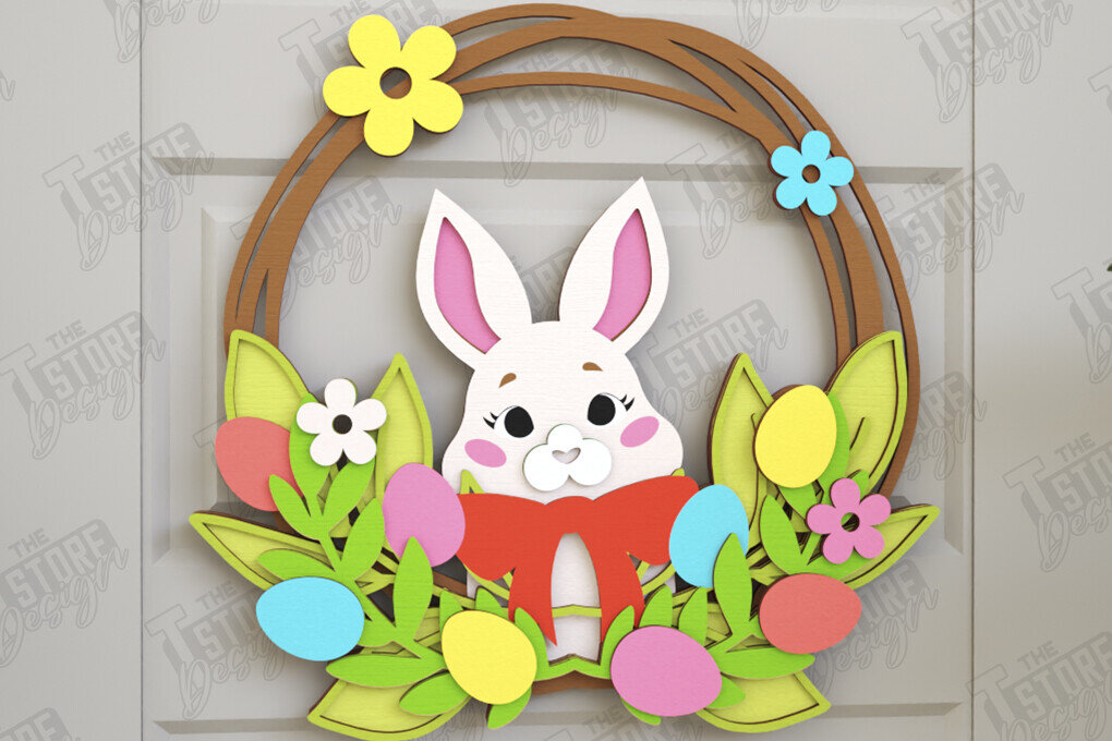 Intra απο ξύλο plywood 3mm-4mm πάχος - Πασχαλινό στεφάνι | Πασχαλινό σχέδιο Δίασταση 15x15 cm INTRAFABR-116814071