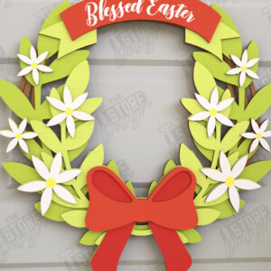 Intra απο ξύλο plywood 3mm-4mm πάχος - Πασχαλινό στεφάνι | Πασχαλινό σχέδιο Δίασταση 15x15 cm INTRAFABR-116814078