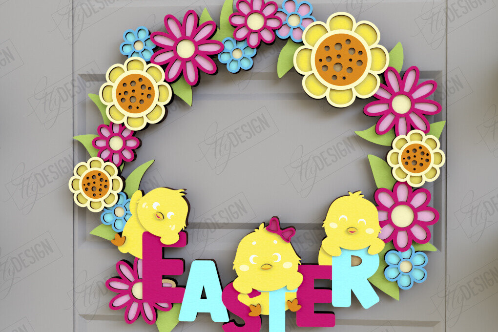 Intra απο ξύλο plywood 3mm-4mm πάχος - Πασχαλινό στεφάνι | Πασχαλινό σχέδιο Δίασταση 15x15 cm INTRAFABR-116813906