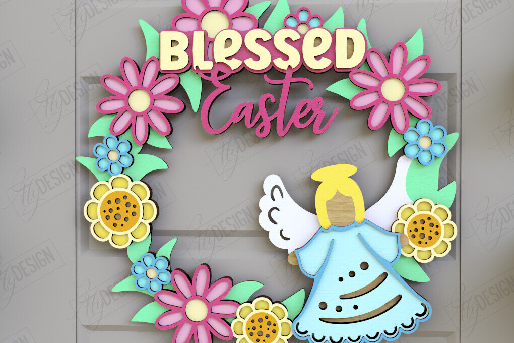 Intra απο ξύλο plywood 3mm-4mm πάχος - Πασχαλινό στεφάνι | Πασχαλινό σχέδιο Δίασταση 15x15 cm INTRAFABR-116813913