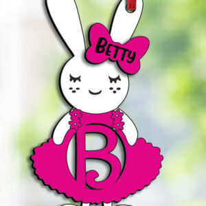 Intra απο ξύλο plywood 3mm-4mm πάχος - Πασχαλινό γράμμα B Μπάνι Φόρεμα Καλάθι Ετικέτα Δίασταση 6x6 cm INTRAFABR-114338383