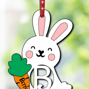 Intra απο ξύλο plywood 3mm-4mm πάχος - Πασχαλινό γράμμα Β Στολίδι Λαγουδάκι κουνέλι Δίασταση 6x6 cm INTRAFABR-113008815 - Image 1