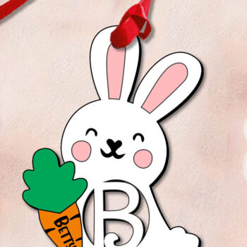 Intra απο ξύλο plywood 3mm-4mm πάχος - Πασχαλινό γράμμα Β Στολίδι Λαγουδάκι κουνέλι Δίασταση 6x6 cm INTRAFABR-113008815 - Image 2