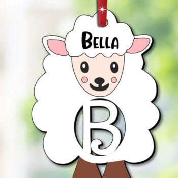 Intra απο ξύλο plywood 3mm-4mm πάχος - Πασχαλινό γράμμα Β Στολίδι Πρόβατο Αρνί  Δίασταση 6x6 cm INTRAFABR-112720237 - Image 3