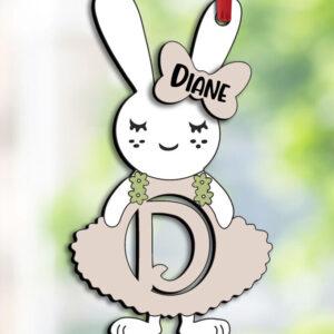 Intra απο ξύλο plywood 3mm-4mm πάχος - Πασχαλινό γράμμα D Bunny Laser Basket  Δίασταση 6x6 cm INTRAFABR-114344417