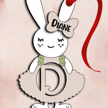 Intra απο ξύλο plywood 3mm-4mm πάχος - Πασχαλινό γράμμα D Bunny Laser Basket  Δίασταση 6x6 cm INTRAFABR-114344417 - Image 2