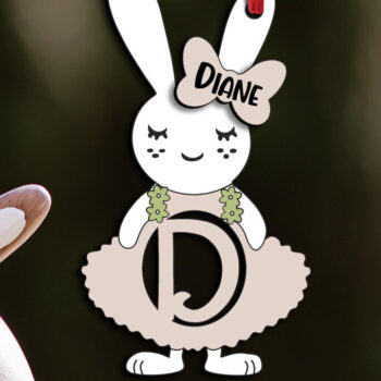 Intra απο ξύλο plywood 3mm-4mm πάχος - Πασχαλινό γράμμα D Bunny Laser Basket  Δίασταση 6x6 cm INTRAFABR-114344417 - Image 3