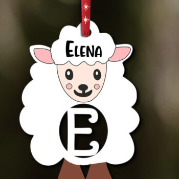 Intra απο ξύλο plywood 3mm-4mm πάχος - Πασχαλινό γράμμα E Αρνί Στολίδι Πρόβατο  Δίασταση 6x6 cm INTRAFABR-112720375 - Image 2