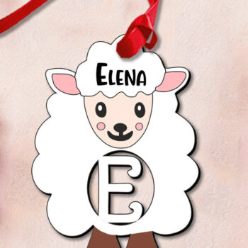 Intra απο ξύλο plywood 3mm-4mm πάχος - Πασχαλινό γράμμα E Αρνί Στολίδι Πρόβατο  Δίασταση 6x6 cm INTRAFABR-112720375 - Image 3