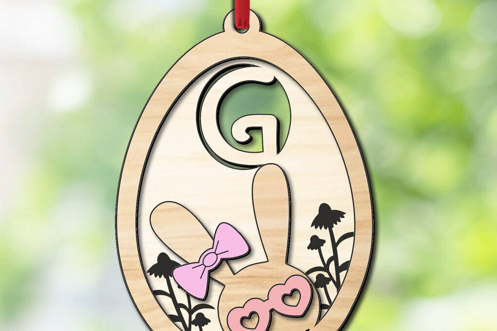 Intra απο ξύλο plywood 3mm-4mm πάχος - Πασχαλινό γράμμα G Καλάθι Ετικέτα στολίδι  Δίασταση 6x6 cm INTRAFABR-118689463