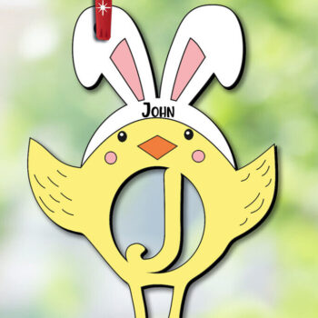 Intra απο ξύλο plywood 3mm-4mm πάχος - Πασχαλινό γράμμα J Bird Chicken Basket Όνομα Δίασταση 6x6 cm INTRAFABR-112718923 - Image 2