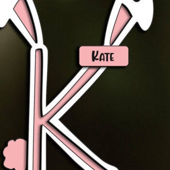 Intra απο ξύλο plywood 3mm-4mm πάχος - Πασχαλινό γράμμα K Laser Basket Tag  Δίασταση 6x6 cm INTRAFABR-115689156 - Image 2