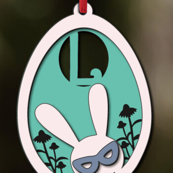 Intra απο ξύλο plywood 3mm-4mm πάχος - Πασχαλινό γράμμα L Bunny Egg Basket Tag Δίασταση 6x6 cm INTRAFABR-118766180 - Image 1