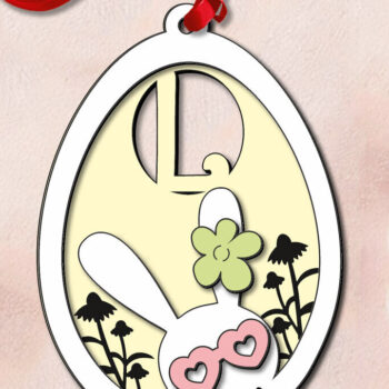 Intra απο ξύλο plywood 3mm-4mm πάχος - Πασχαλινό γράμμα L Bunny Egg Basket Tag Δίασταση 6x6 cm INTRAFABR-118766180 - Image 2