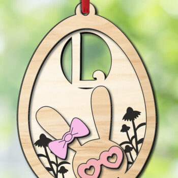 Intra απο ξύλο plywood 3mm-4mm πάχος - Πασχαλινό γράμμα L Bunny Egg Basket Tag Δίασταση 6x6 cm INTRAFABR-118766180 - Image 3