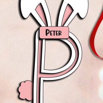 Intra απο ξύλο plywood 3mm-4mm πάχος - Πασχαλινό γράμμα P Laser Basket Tag  Δίασταση 6x6 cm INTRAFABR-115719449 - Image 1