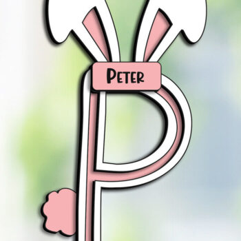 Intra απο ξύλο plywood 3mm-4mm πάχος - Πασχαλινό γράμμα P Laser Basket Tag  Δίασταση 6x6 cm INTRAFABR-115719449 - Image 2