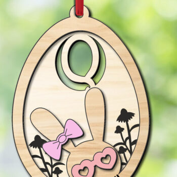 Intra απο ξύλο plywood 3mm-4mm πάχος - Πασχαλινό γράμμα Q Στολίδι με ετικέτα αυγού καλαθιού Δίασταση 6x6 cm INTRAFABR-118820812 - Image 2