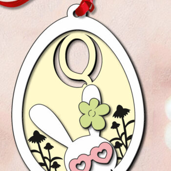 Intra απο ξύλο plywood 3mm-4mm πάχος - Πασχαλινό γράμμα Q Στολίδι με ετικέτα αυγού καλαθιού Δίασταση 6x6 cm INTRAFABR-118820812 - Image 3