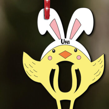 Intra απο ξύλο plywood 3mm-4mm πάχος - Πασχαλινό γράμμα U  Στολίδι Κοτόπουλο Δίασταση 6x6 cm INTRAFABR-112719514 - Image 2