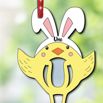 Intra απο ξύλο plywood 3mm-4mm πάχος - Πασχαλινό γράμμα U  Στολίδι Κοτόπουλο Δίασταση 6x6 cm INTRAFABR-112719514 - Image 3