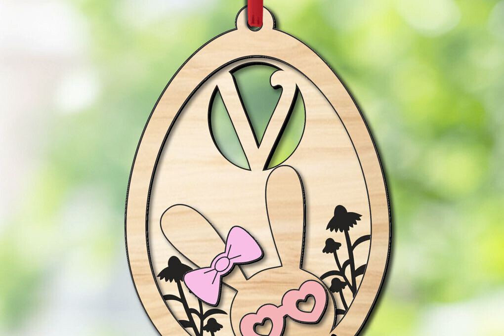 Intra απο ξύλο plywood 3mm-4mm πάχος - Πασχαλινό γράμμα V  Δώρο Κουνελάκι Αυγό Ετικέτα Δίασταση 6x6 cm INTRAFABR-118821043