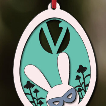 Intra απο ξύλο plywood 3mm-4mm πάχος - Πασχαλινό γράμμα V  Δώρο Κουνελάκι Αυγό Ετικέτα Δίασταση 6x6 cm INTRAFABR-118821043 - Image 2