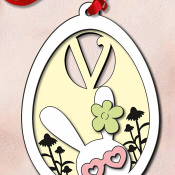 Intra απο ξύλο plywood 3mm-4mm πάχος - Πασχαλινό γράμμα V  Δώρο Κουνελάκι Αυγό Ετικέτα Δίασταση 6x6 cm INTRAFABR-118821043 - Image 3