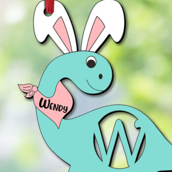 Intra απο ξύλο plywood 3mm-4mm πάχος - Πασχαλινό γράμμα W Καλάθι Dino Cut με λέιζερ Δίασταση 6x6 cm INTRAFABR-112447014 - Image 1