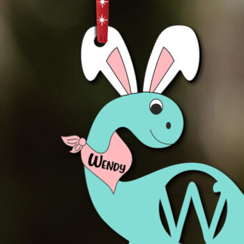 Intra απο ξύλο plywood 3mm-4mm πάχος - Πασχαλινό γράμμα W Καλάθι Dino Cut με λέιζερ Δίασταση 6x6 cm INTRAFABR-112447014 - Image 3