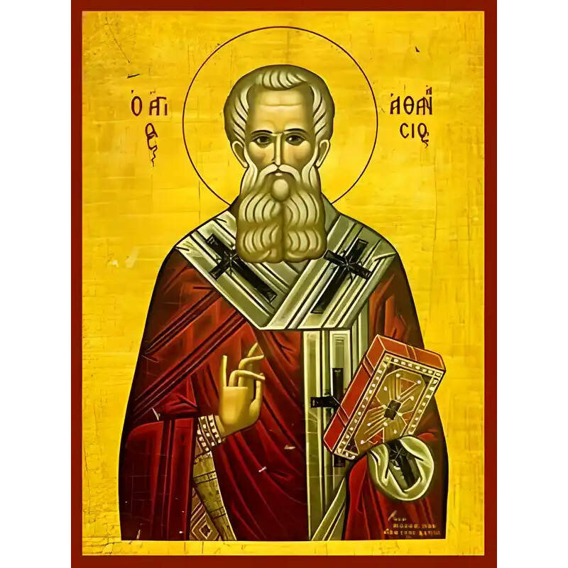 Εικόνα Ορθοδοξίας με περίγραμμα χρυσό σε ξύλο Φλαμουρίας  με  βάση Εικόνα ΑΓΙΟΣ ΑΘΑΝΑΣΙΟΣ Ο ΜΕΓΑΣ, ΠΑΤΡΙΑΡΧΗΣ ΑΛΕΞΑΝΔΡΕΙΑΣ Χειροποίητη Ελληνορθόδοξη εικόνα του Ιησού Χριστού, Κρεμαστή πλάκα βυζαντινής τέχνης, χριστιανική τέχνη Διάσταση 40x30 cm (10,2x7,9 ίντσες)  INTRAEK-1447757865126