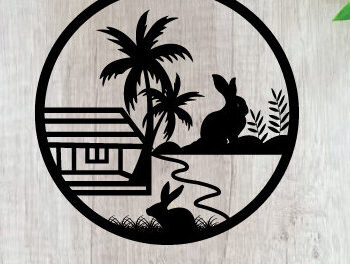 Intra απο ξύλο plywood 3mm-4mm πάχος - Πασχαλινή Μεταλλική Τέχνη Τοίχου  Κοπής με Λέιζερ Δίασταση 40x50 cm INTRAFABR-91918447 - Image 1