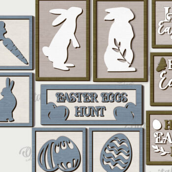 Intra απο ξύλο plywood 3mm-4mm πάχος - Πακέτο κοπής με λέιζερ πασχαλινές μίνι πινακίδες Δίασταση 15x15 cm INTRAFABR-115823243 - Image 1